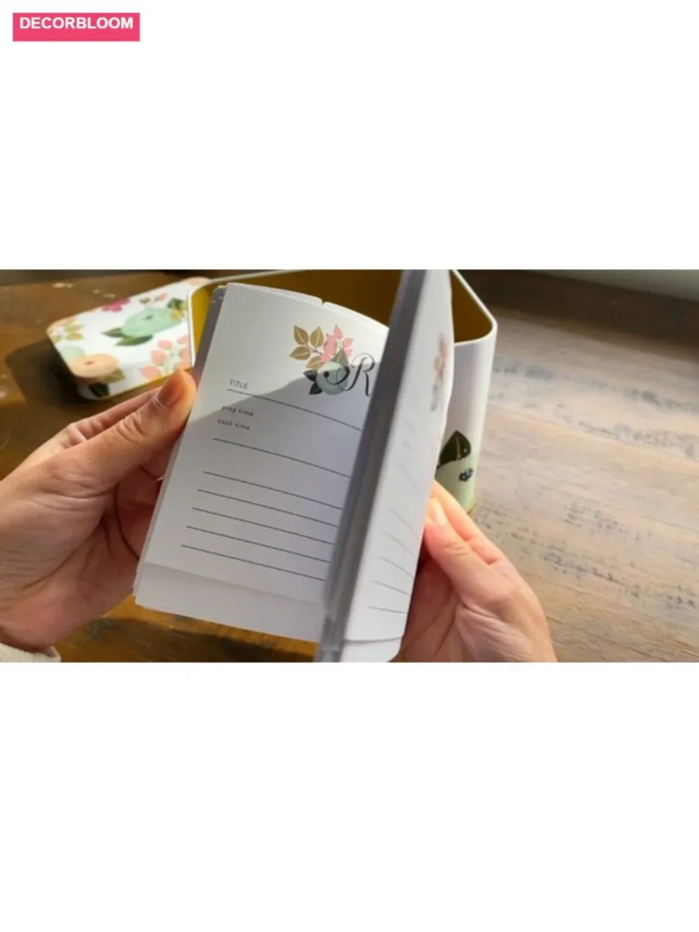 Recipe Cards and Tin Box Set 4x6 Dividers Metal Organizer 24 Cards